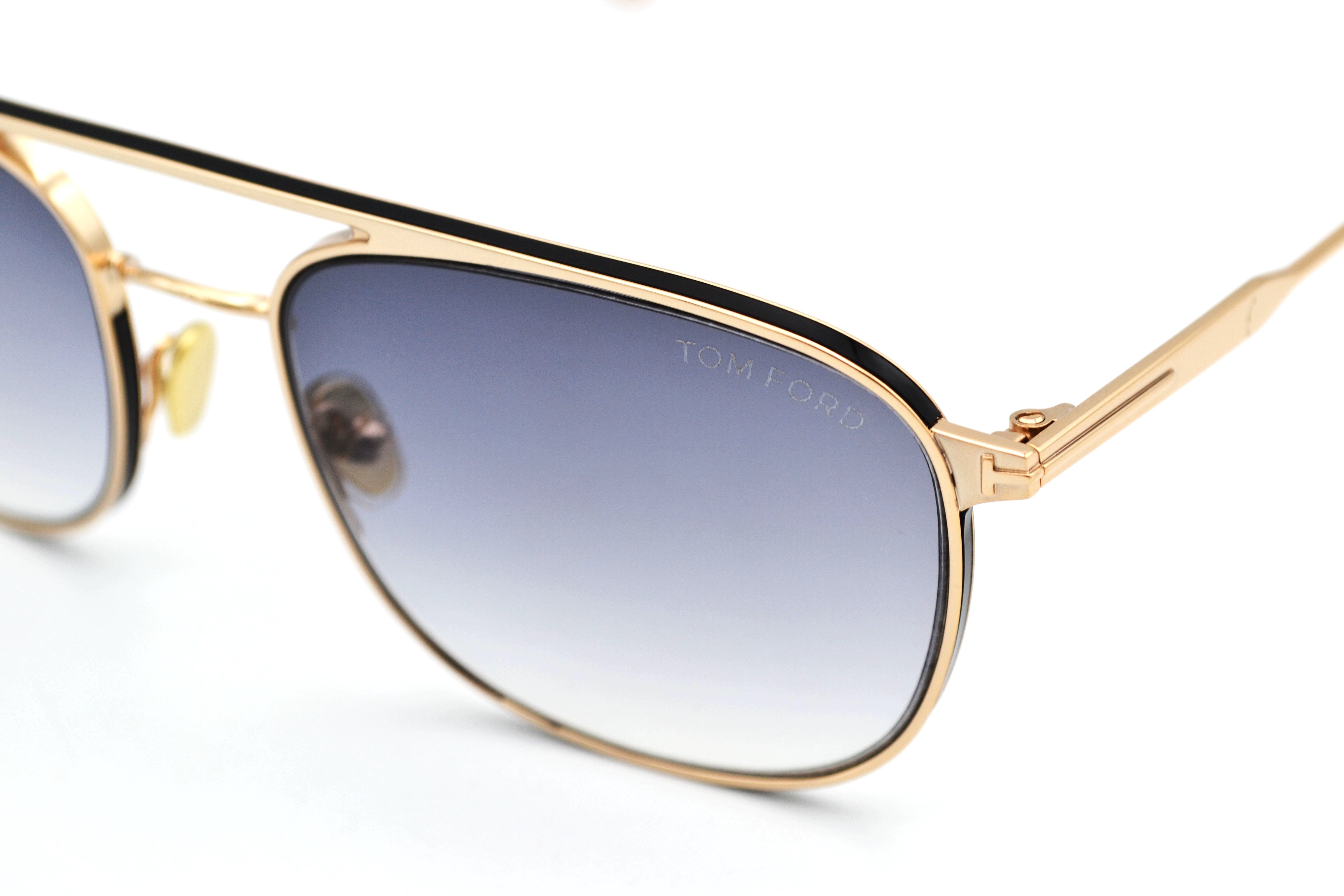 Gafas de sol Tom Ford JAKE TF827 28B - Diseño rectangular de metal dorado