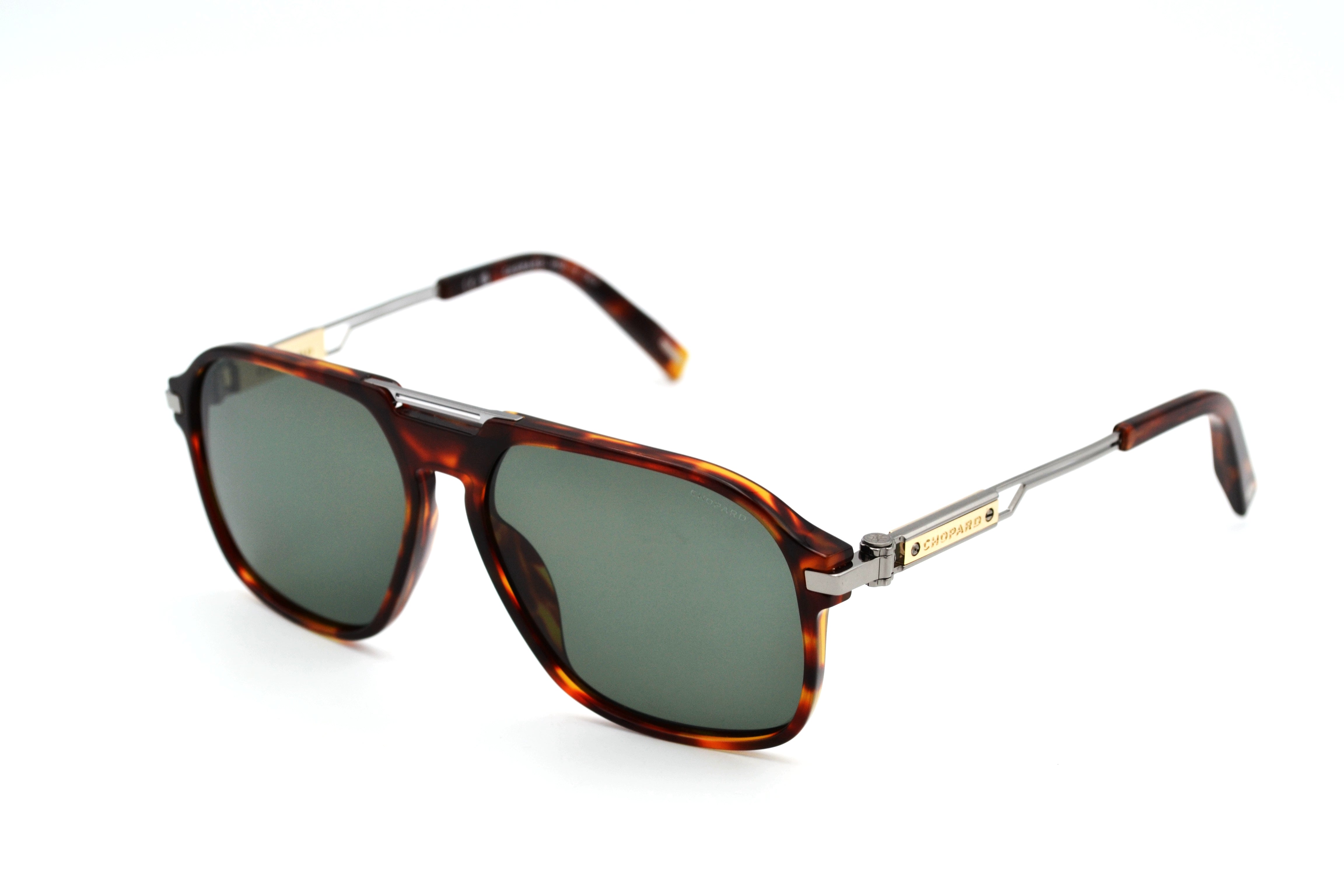 Gafas de sol Chopard SCH347 909P Lentes Polarizadas Diseño de aviador dorado y plateado