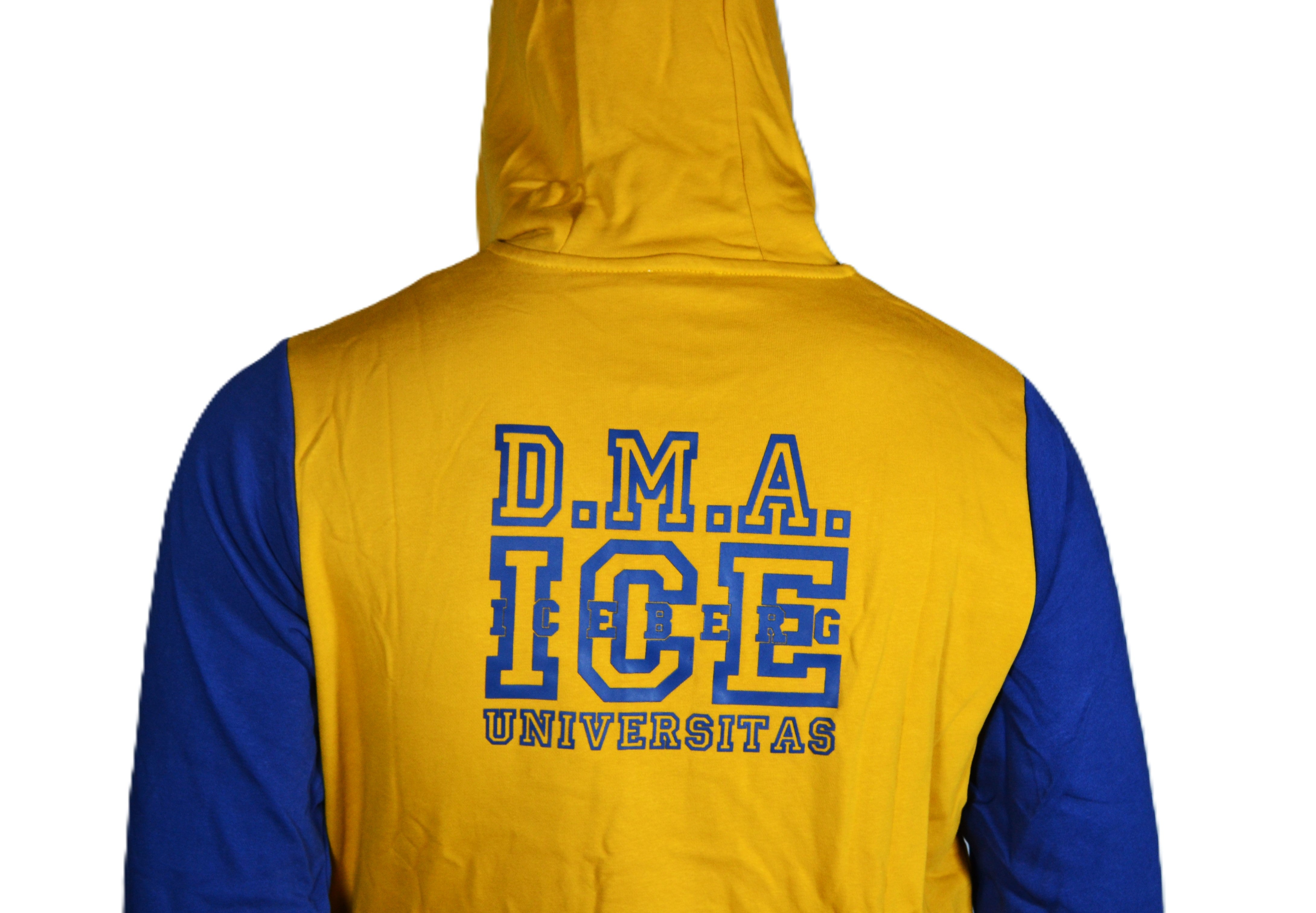 Sudadera ICE Iceberg Estilo Universitario en Amarillo y Azul – Casual y Moderna