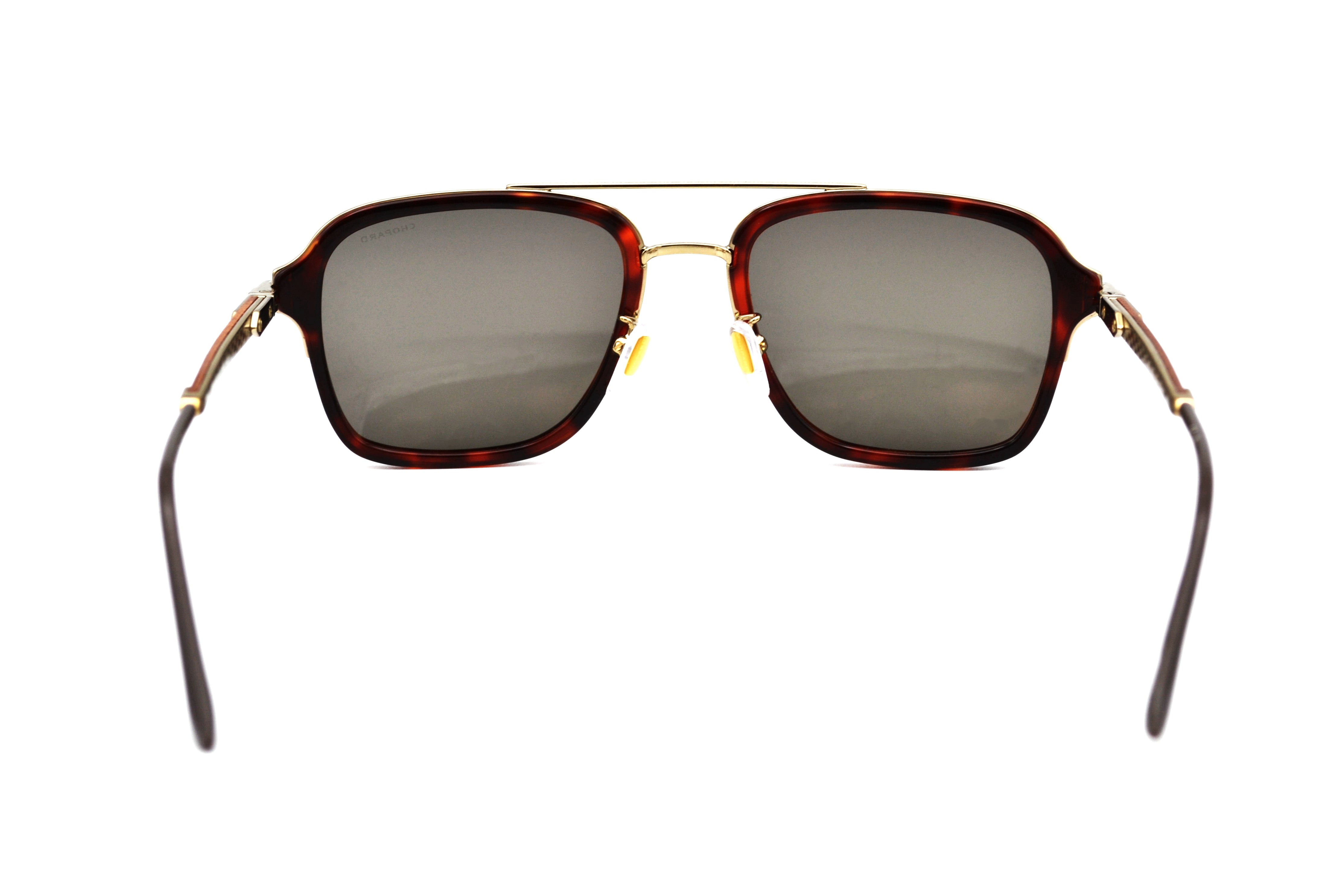 Gafas de sol Chopard SCHG36 8FFP Diseño rectangular de madera y acetato, lentes marrón