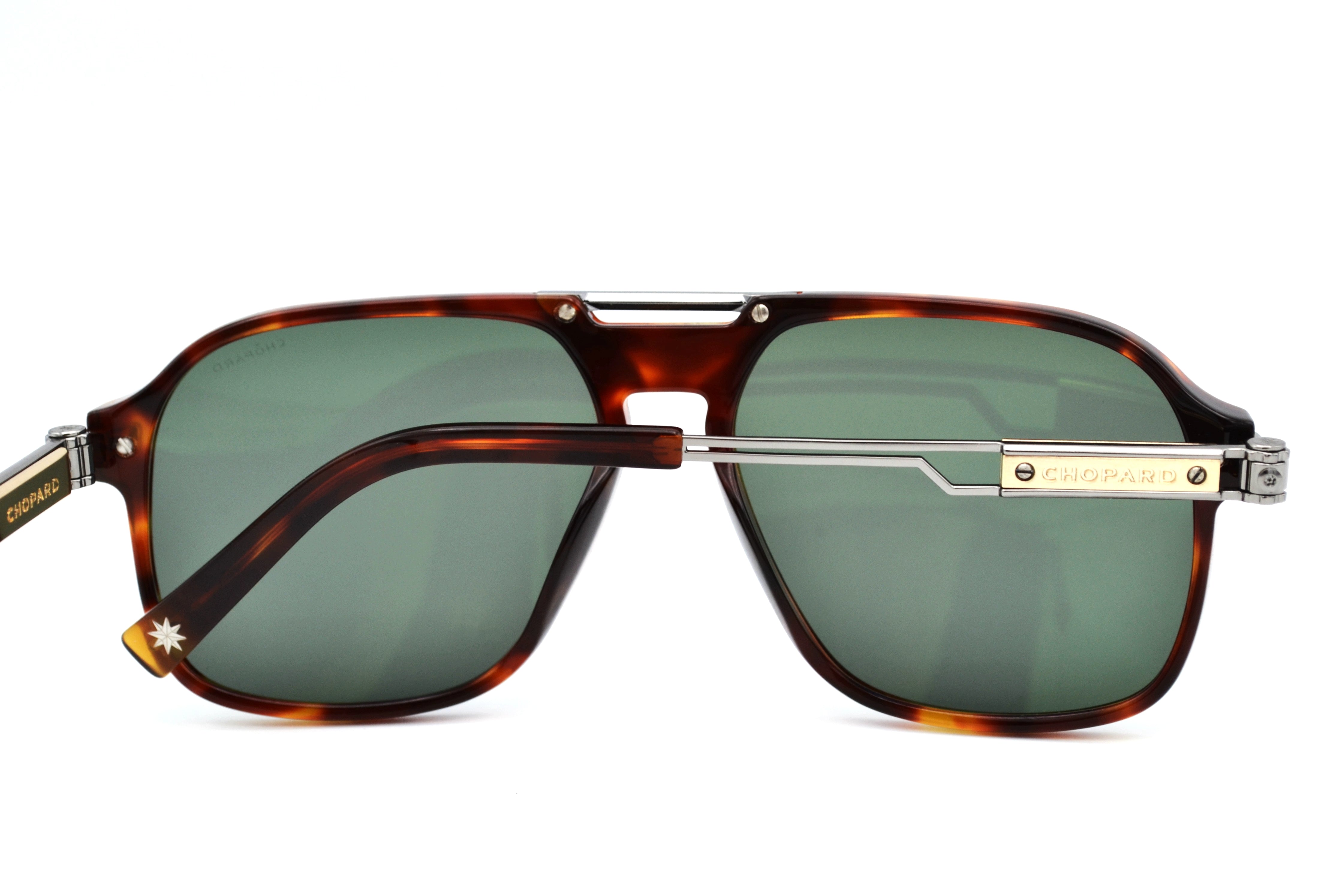 Gafas de sol Chopard SCH347 909P Lentes Polarizadas Diseño de aviador dorado y plateado