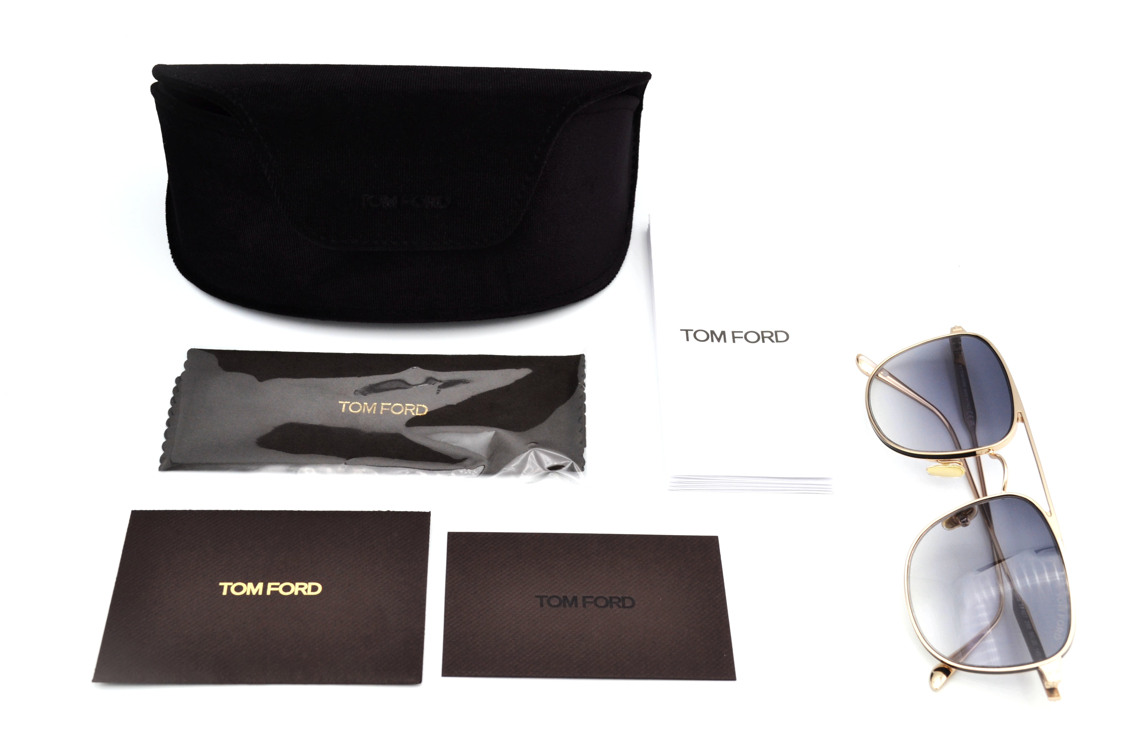 Gafas de sol Tom Ford JAKE TF827 28B - Diseño rectangular de metal dorado