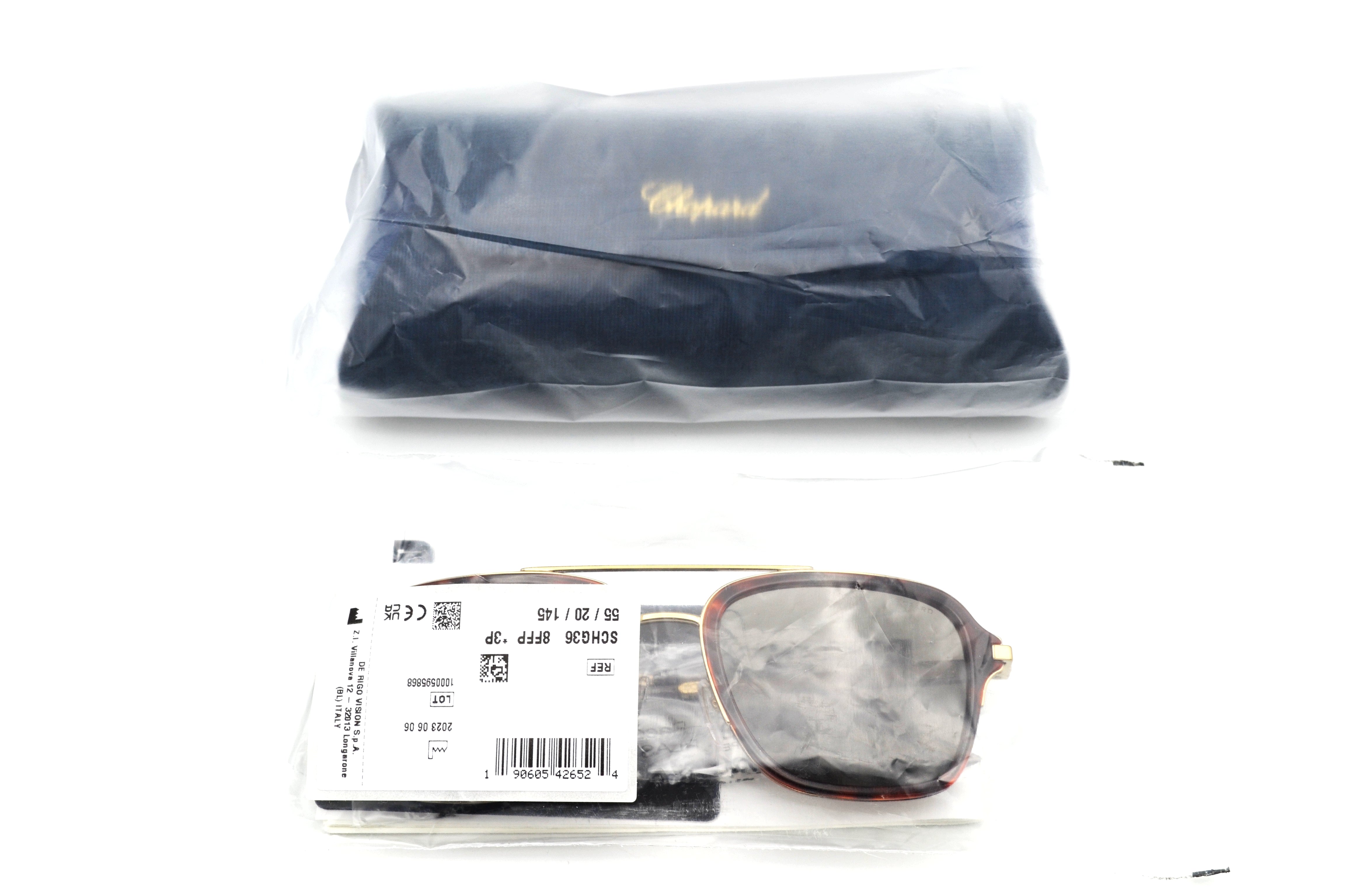 Gafas de sol Chopard SCHG36 8FFP Diseño rectangular de madera y acetato, lentes marrón