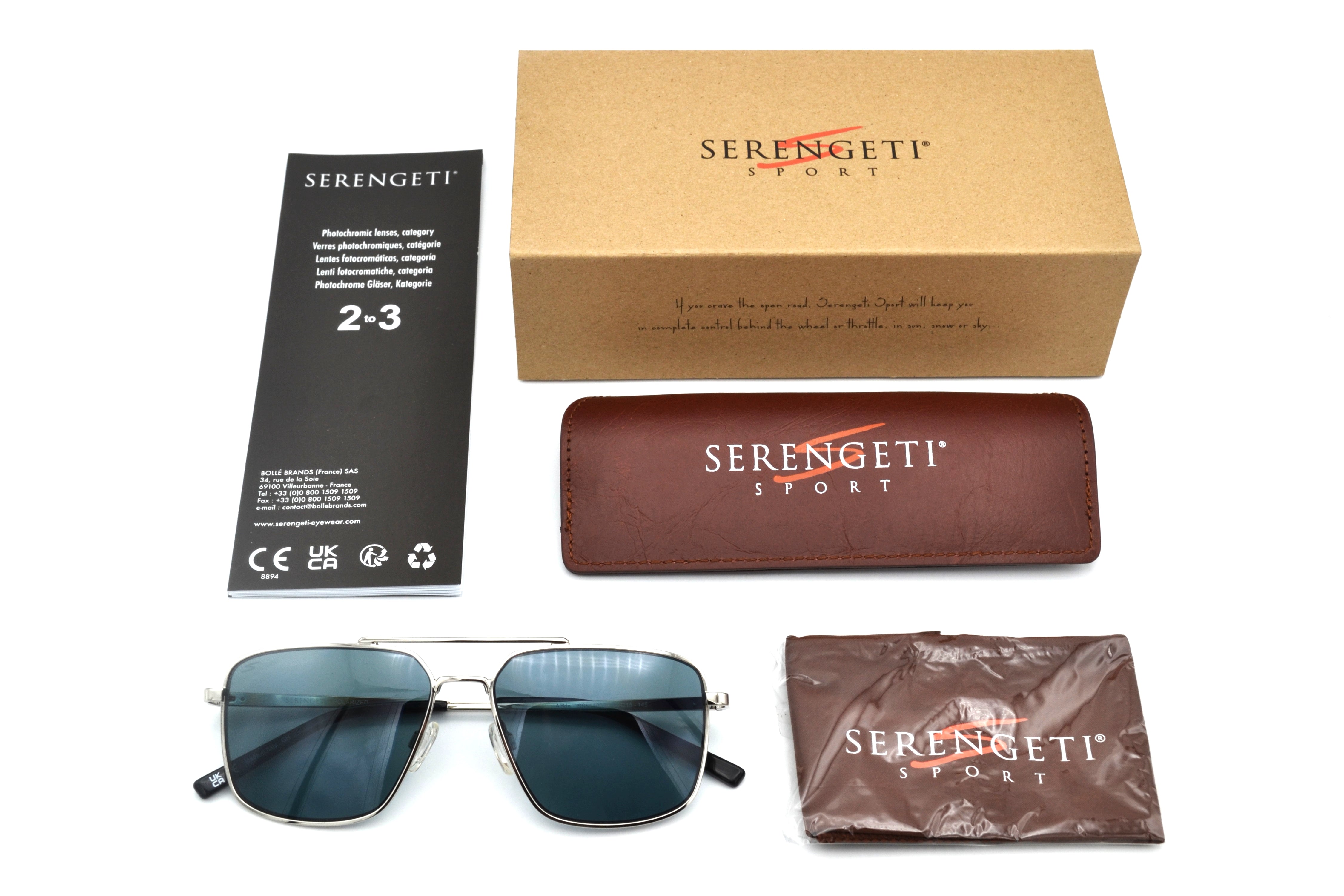 Gafas de sol Serengeti AITKIN SS554003 Diseño de metal plateado, para hombre