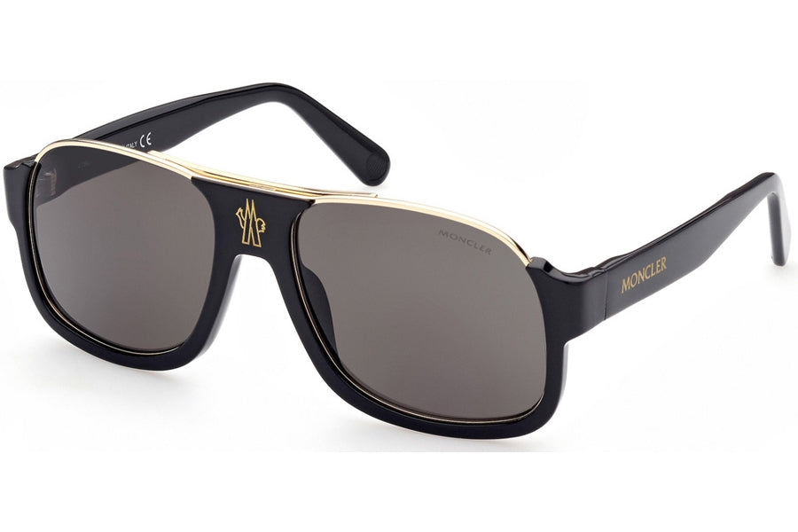 Moncler PLEIADES ML0208S 01D Sunglasses - Black Acetate Design with Gold Metal for Men