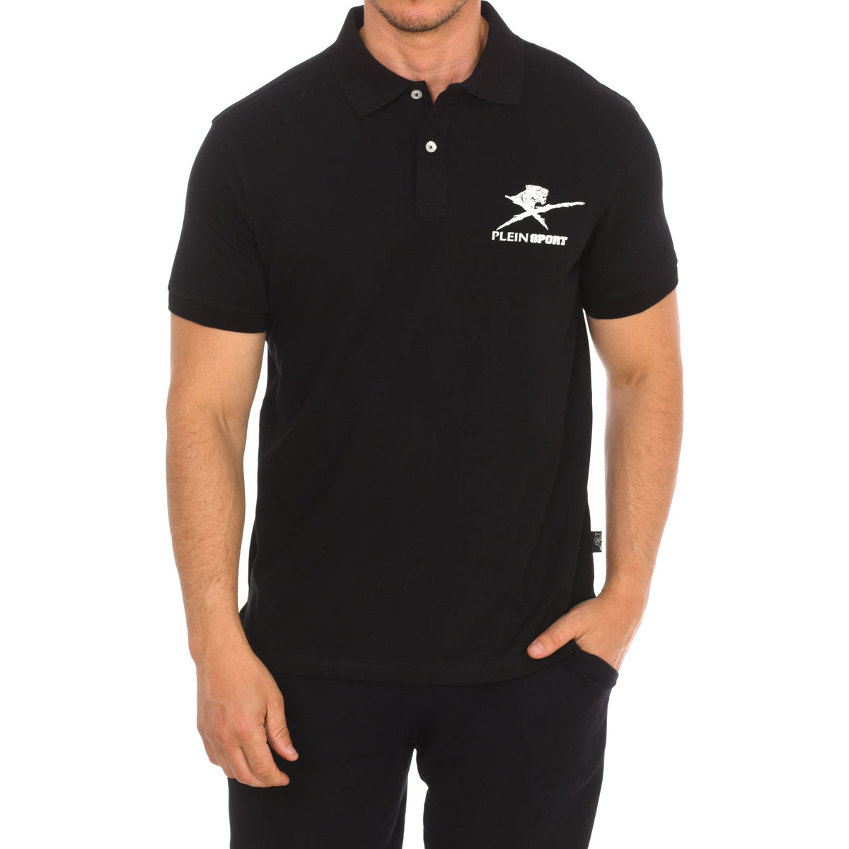 Plein Sport Polo de manga corta para hombre PIPS606 color negro