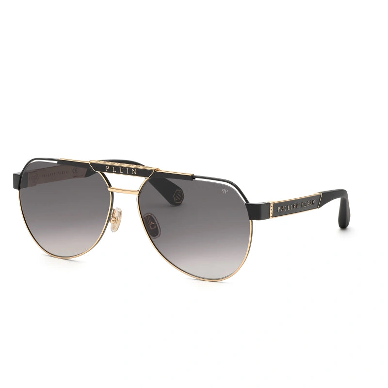 Gafas de sol Philipp Plein - Plein Military SPP073M 0302, Diseño de aviador con metal dorado para hombre