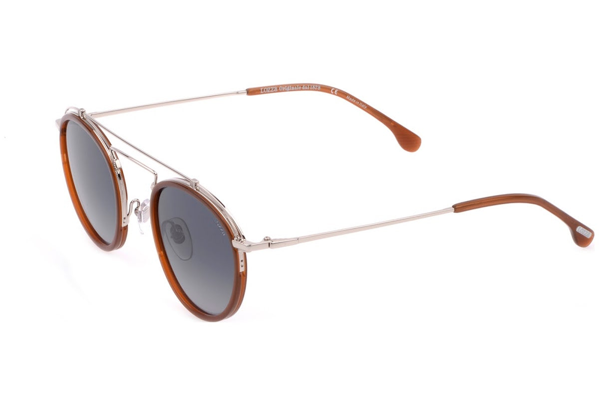 Gafas de sol Lozza SL2316V 579K - Diseño redondo de acetato y metal plateado, unisex