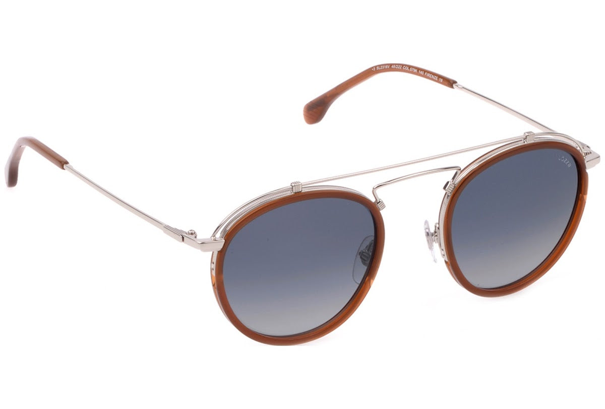 Gafas de sol Lozza SL2316V 579K - Diseño redondo de acetato y metal plateado, unisex