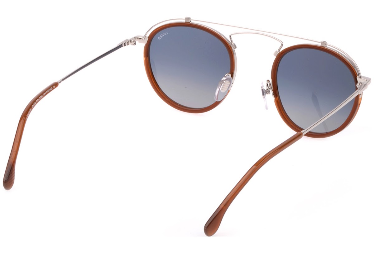 Gafas de sol Lozza SL2316V 579K - Diseño redondo de acetato y metal plateado, unisex