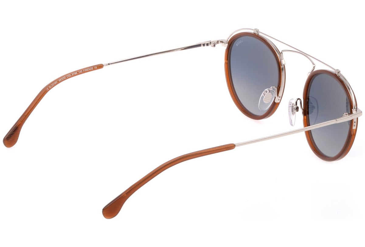 Gafas de sol Lozza SL2316V 579K - Diseño redondo de acetato y metal plateado, unisex