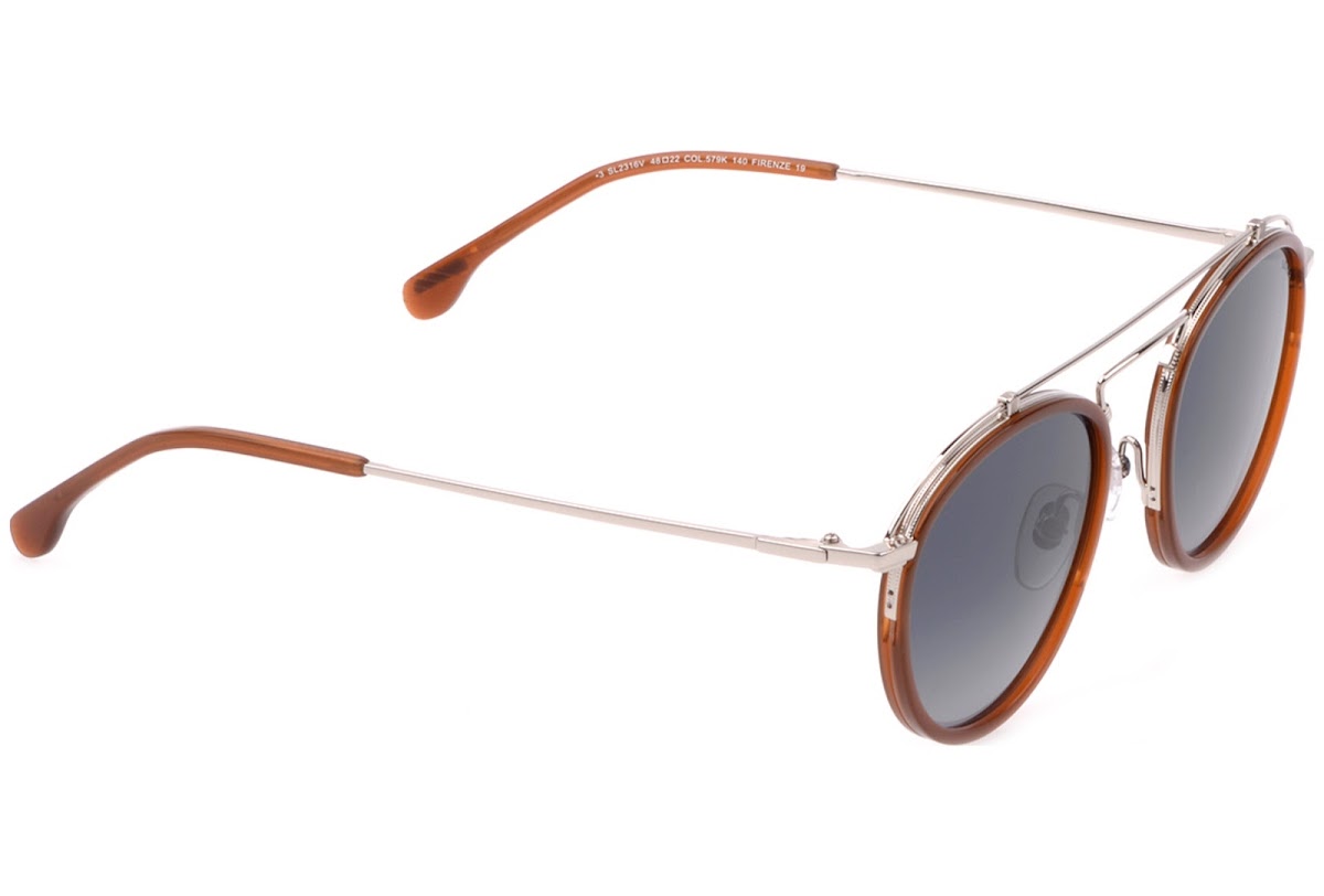 Gafas de sol Lozza SL2316V 579K - Diseño redondo de acetato y metal plateado, unisex